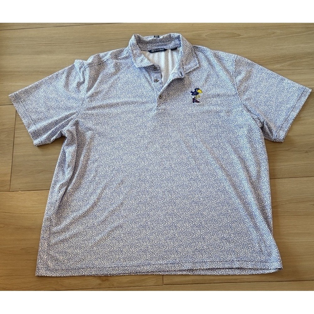 Cutter & Buck Kansas‎ Jayhawks Men's Polo Shirt XXL Blue White